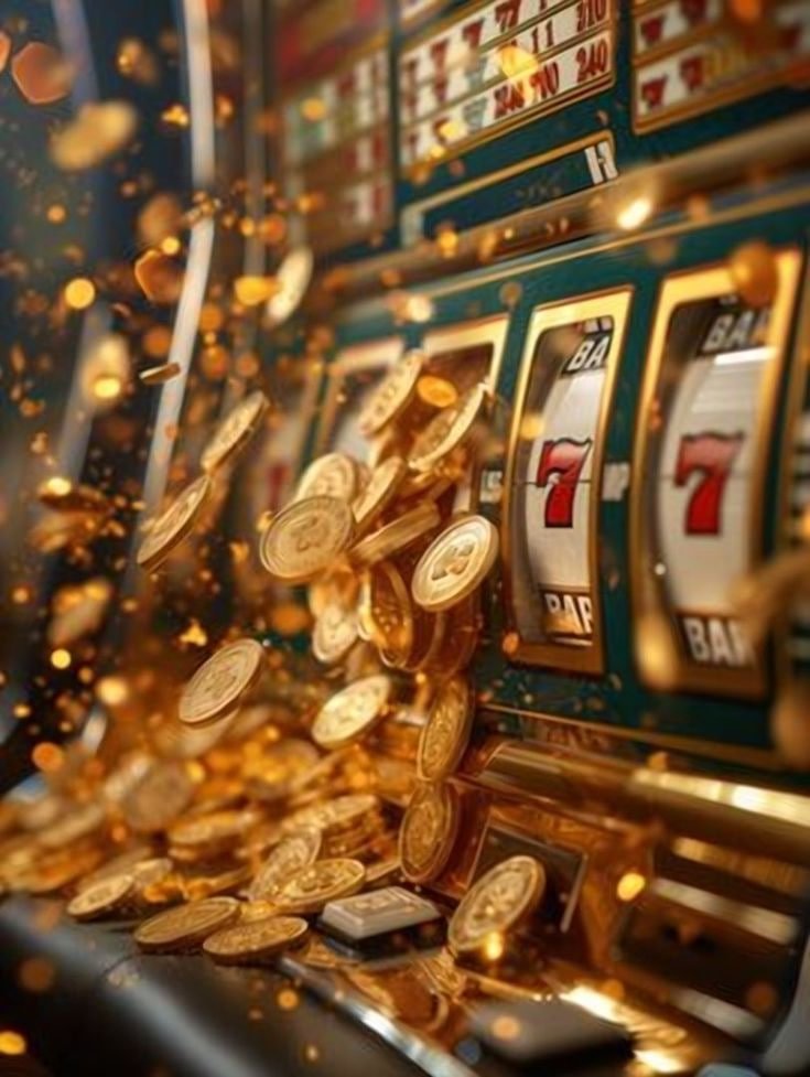 Mesin slot game digital dengan tampilan warna-warni dan efek animasi
